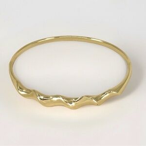 14K Gold Plated Wave Bangle Bracelet | Modern Luxury Jewelry